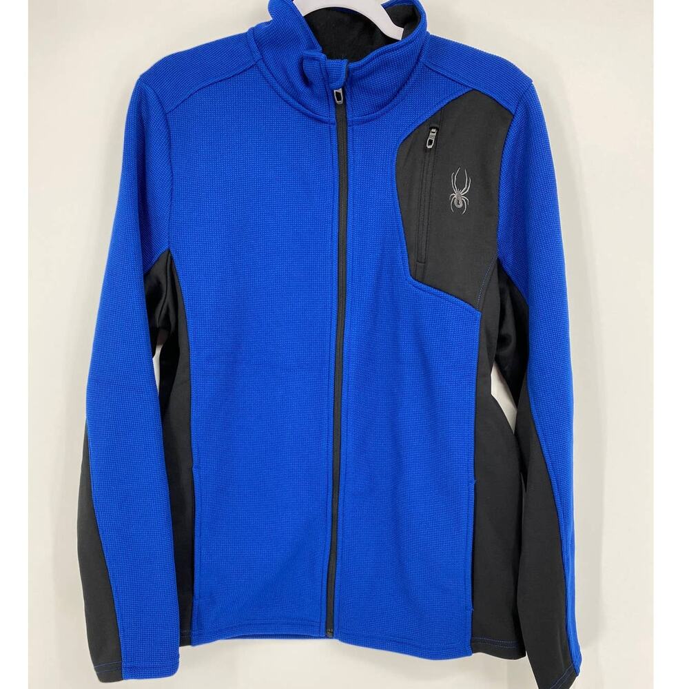 Spyder Mens Bandit Full Zipper Blue Black Long Sleeve Jacket Sweater NEW Medium